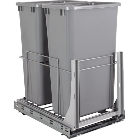 Hardware Resources Wire Double 50qt Trashcan Pullout with Soft-close Slides WC-EMBM-D50G